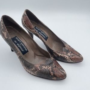 VTG Stuart Weitzman for Mr.‎ Seymour 80s Bronze Snakeskin Pumps Women Size 6.5
